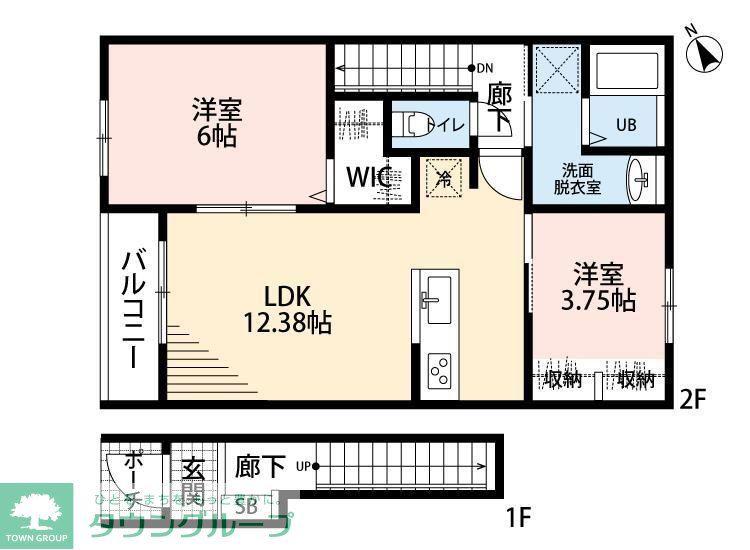 リーブルファイン鷲宮駅(2LDK/2階)の間取り写真