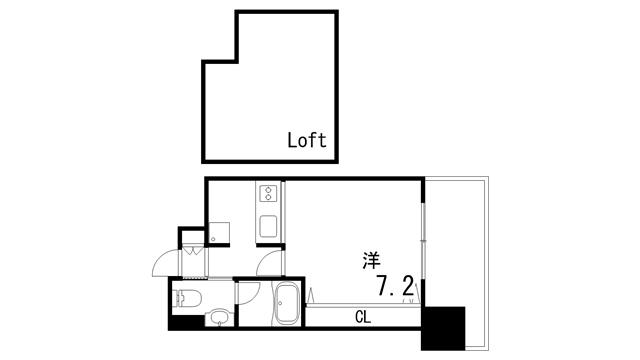 WOB六甲道(1K/8階)の間取り写真