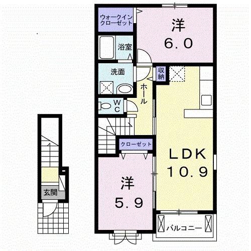 DEAR COURT NOEL(2LDK/2階)の間取り写真