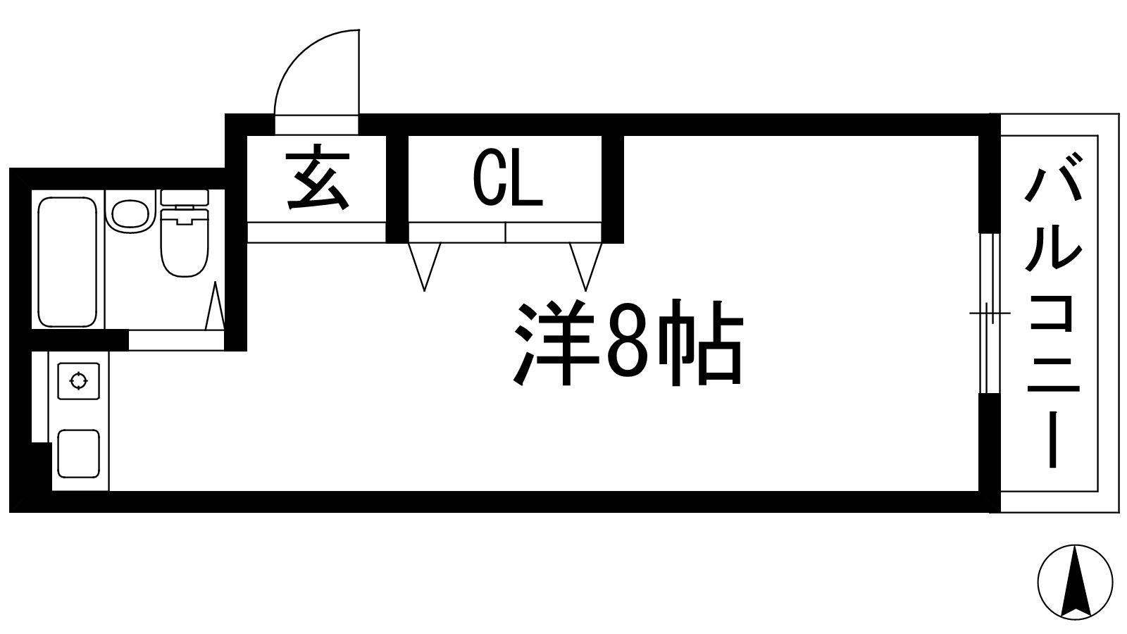 クレセント小林(ワンルーム/2階)の間取り写真