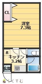 コーポラス蘭(1DK/1階)の間取り写真