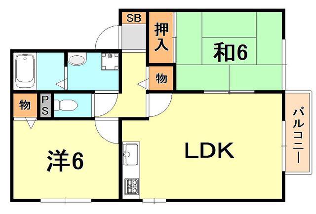 オーク東須磨(2LDK/1階)の間取り写真