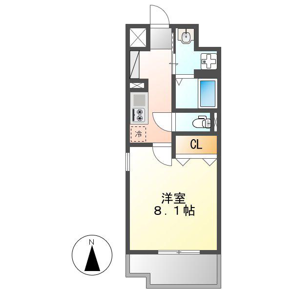 S-FORT浄心(1K/5階)の間取り写真