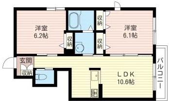 シャルマンD(2LDK/1階)の間取り写真