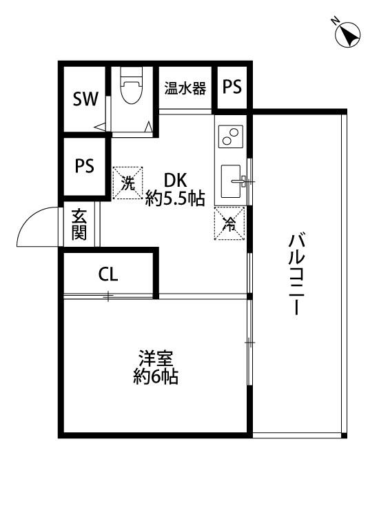 チサンマンション大川前(1DK/11階)の間取り写真