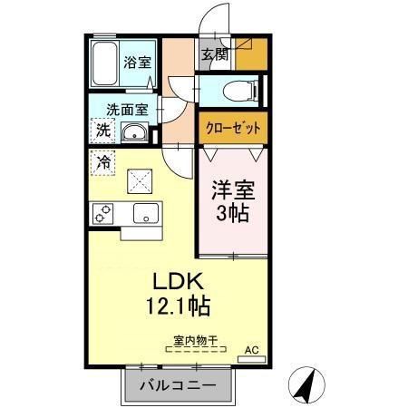 ヴェルデ津森(1LDK/1階)の間取り写真