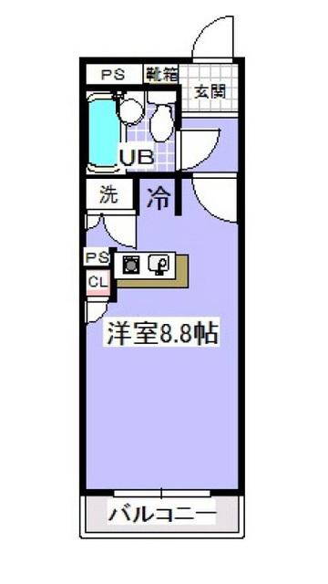ローズガーデンA32番館(ワンルーム/3階)の間取り写真