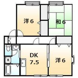 サンビレッジかねひらA・B・C(3DK/2階)の間取り写真