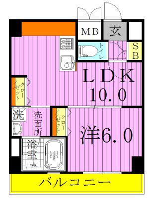 八潮PARK SQUARE(1LDK/10階)の間取り写真