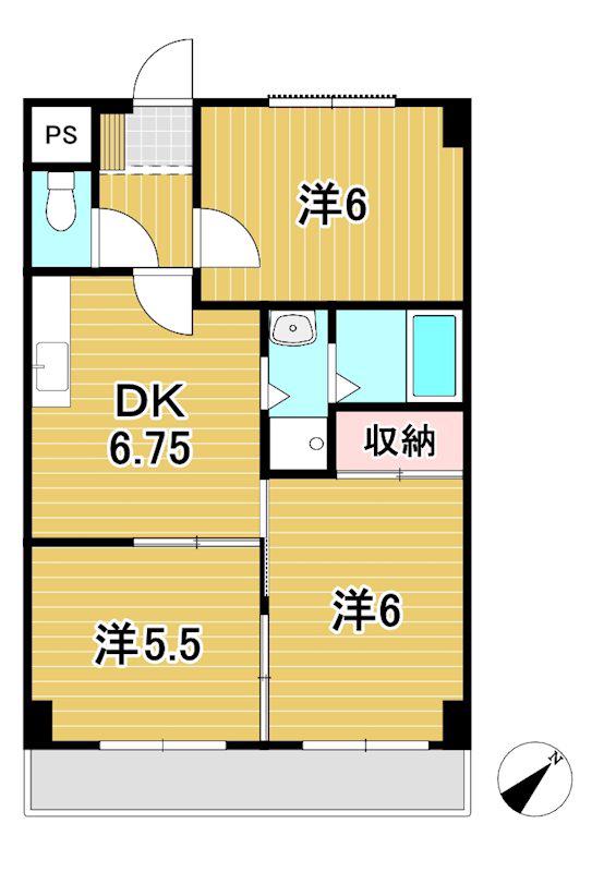 レジデンスプラザ(3DK/3階)の間取り写真