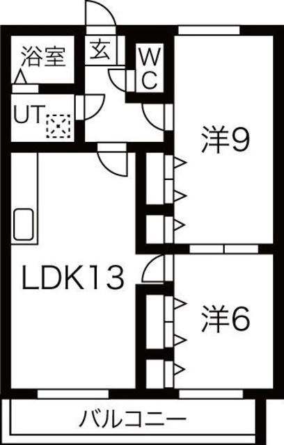 千寿パレス(2LDK/3階)の間取り写真