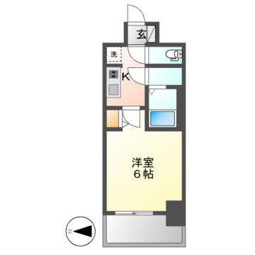 メイクス今池プライム(1K/2階)の間取り写真