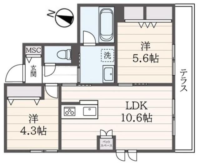 LUPINUS(2LDK/1階)の間取り写真