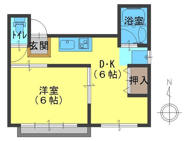 勝ハイツ(1DK/2階)の間取り写真