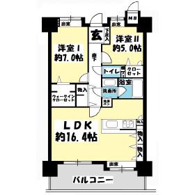 ファーネスト東公園(2LDK/5階)の間取り写真