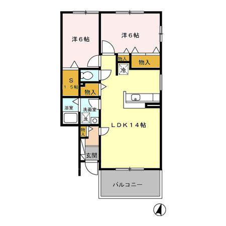 フェニックスエイトA・B(2LDK/2階)の間取り写真