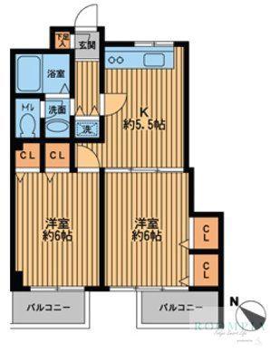 プライムアーバン新宿落合(2K/5階)の間取り写真