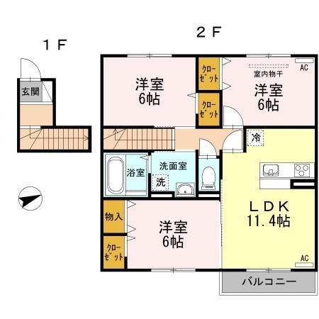 シャルマン(3LDK/2階)の間取り写真