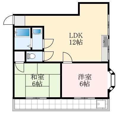グランスカイマンション(2LDK/3階)の間取り写真