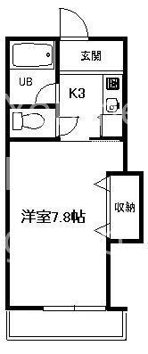 スクエアコート(1K/2階)の間取り写真