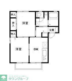 パークハイム(2DK/1階)の間取り写真