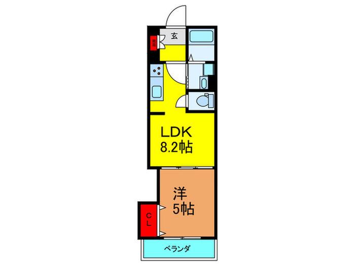クリエオーレ東山町(1LDK/2階)の間取り写真
