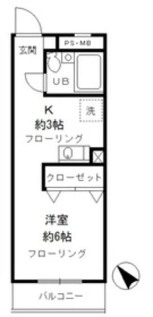 昭島コートエレガンスE(1K/3階)の間取り写真