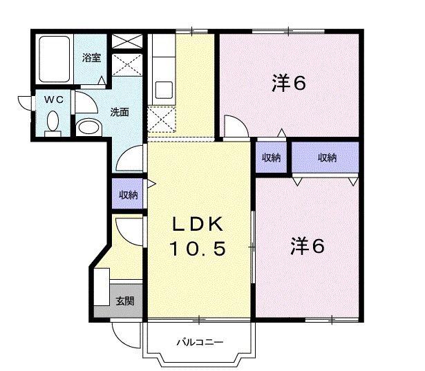 パークタウンC(2LDK/1階)の間取り写真
