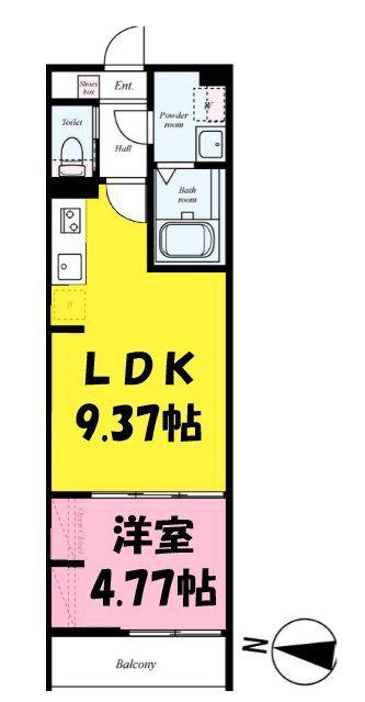 GRADUS南越谷(1LDK/1階)の間取り写真