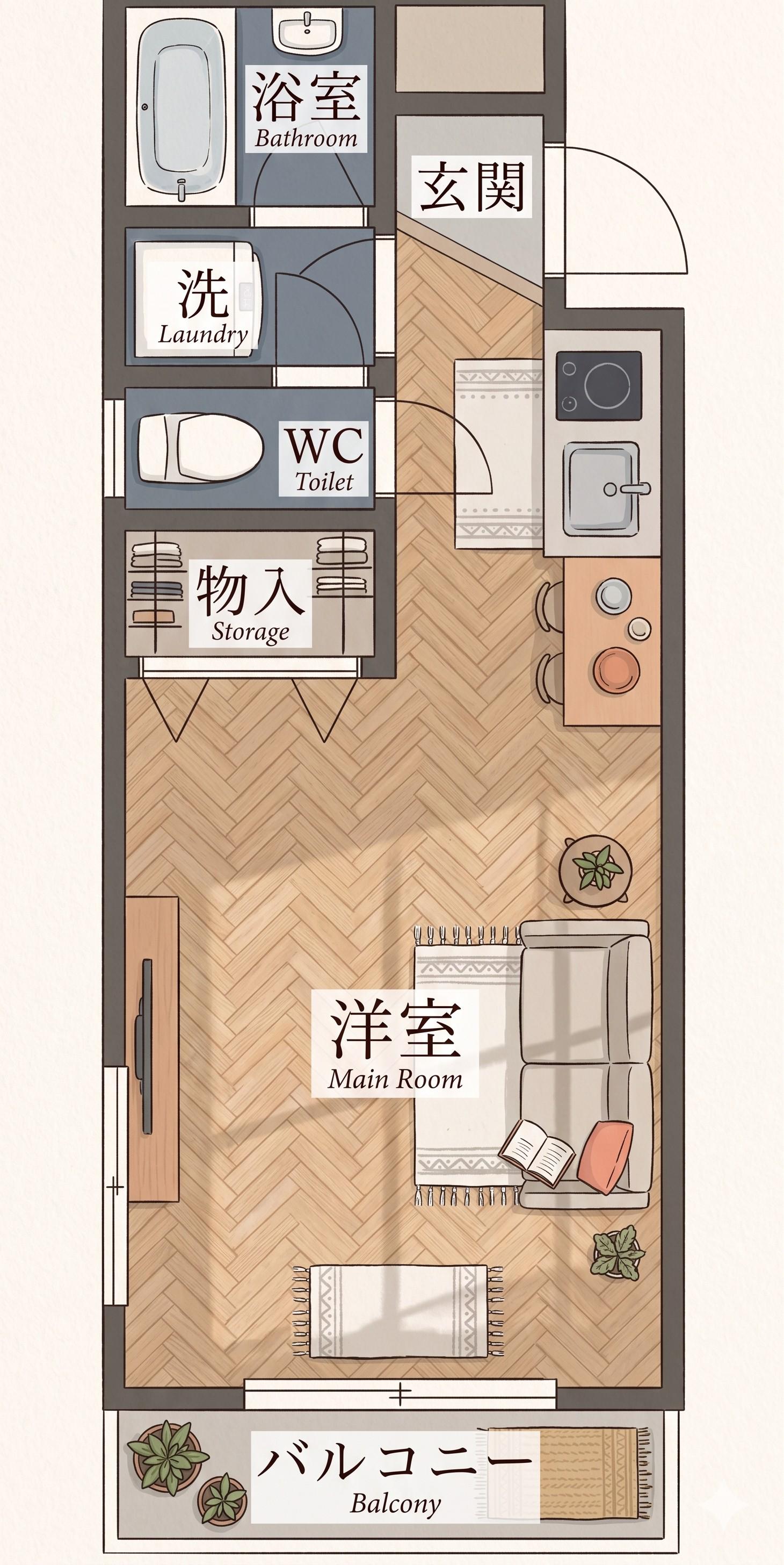 イーストシティ(ワンルーム/2階)の間取り写真