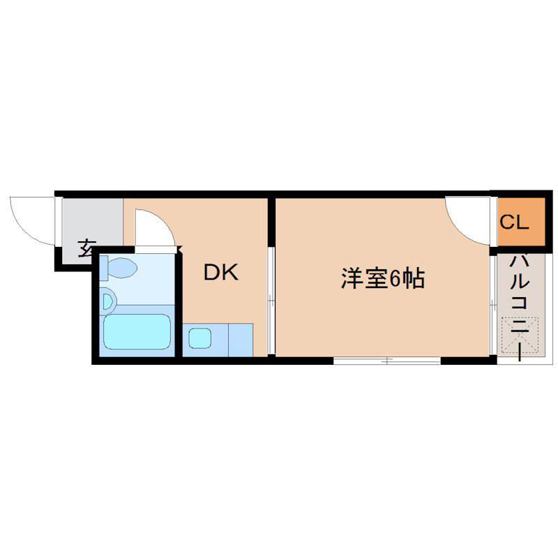 ロイヤルコート東園田(1DK/3階)の間取り写真