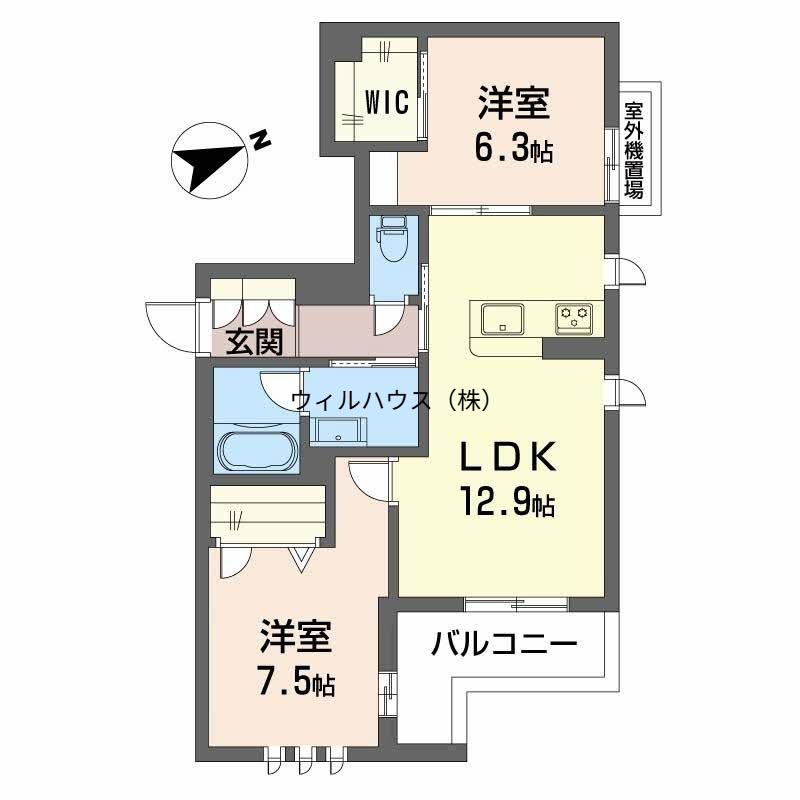 プレシア浜寺(2LDK/2階)の間取り写真