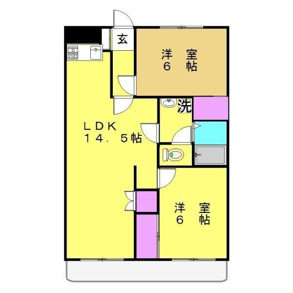 メゾンド野川(2LDK/2階)の間取り写真