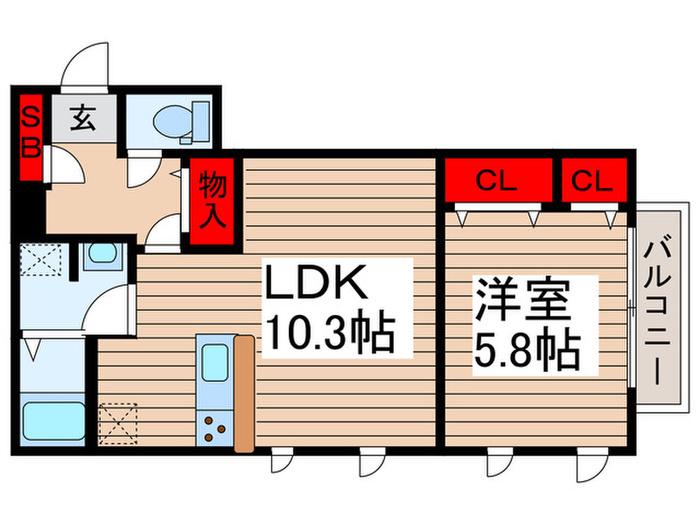 タウンハウス昭和(1LDK/3階)の間取り写真
