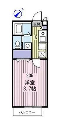 プレジール柏(1K/2階)の間取り写真