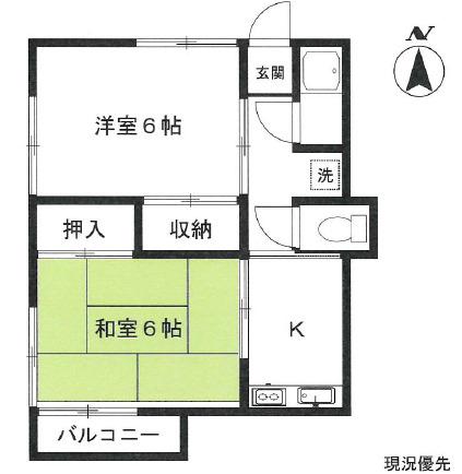 三澤ハウス(2K/2階)の間取り写真