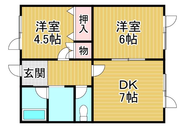 コーポダウンタウン(2DK/1階)の間取り写真