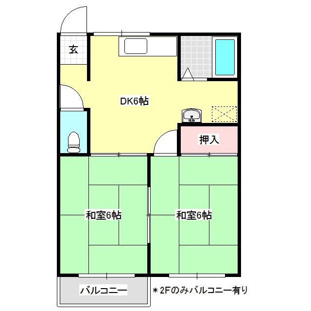 フォーブル豊科(2DK/1階)の間取り写真