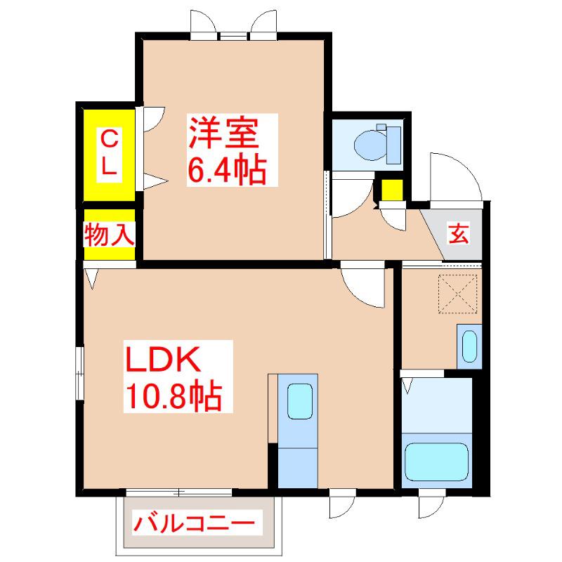 ブランシェM (1LDK/2階)の間取り写真
