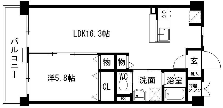カーサリナート東比恵(1LDK/2階)の間取り写真