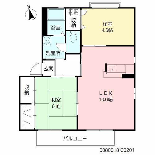 ビーチ・ヒル C棟(2LDK/2階)の間取り写真