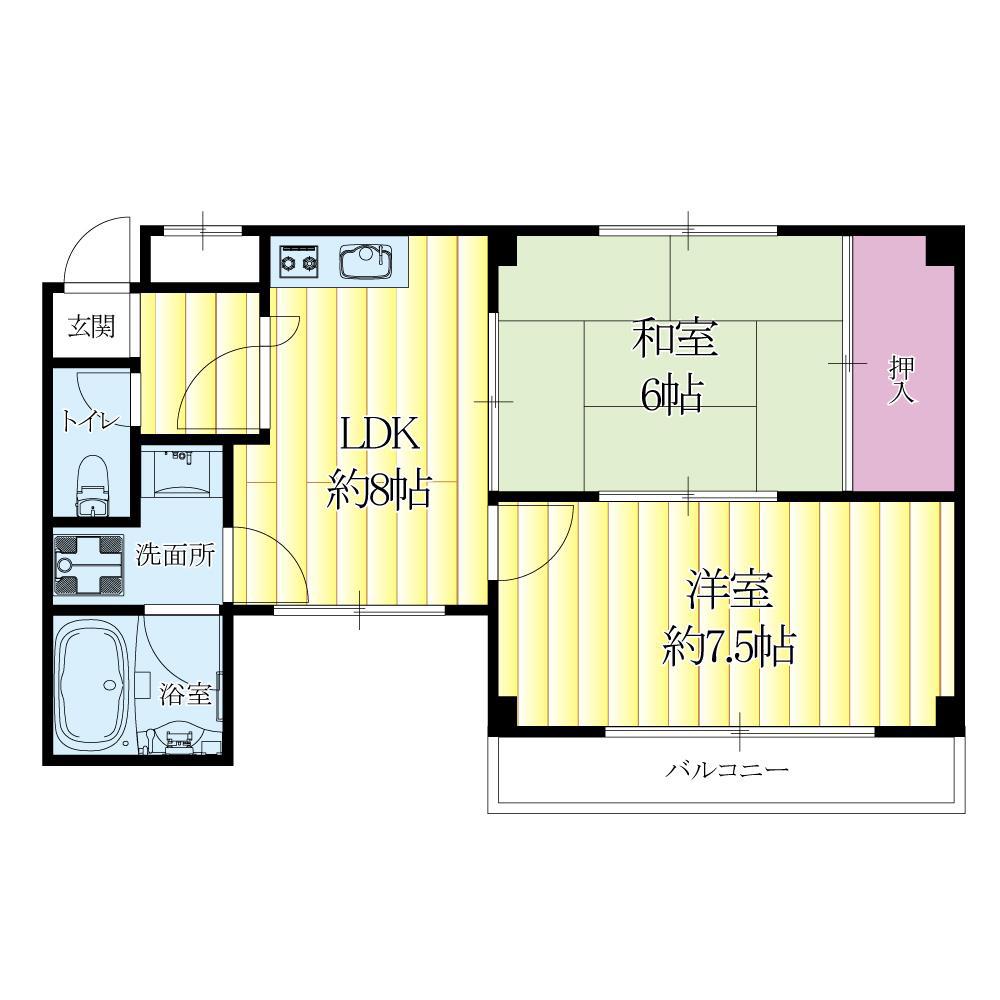 CASA庄屋(2LDK/2階)の間取り写真