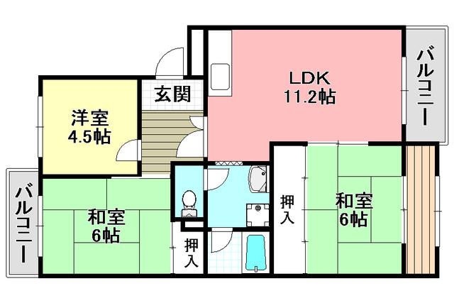 レジデンス吉川3号棟(3LDK/4階)の間取り写真