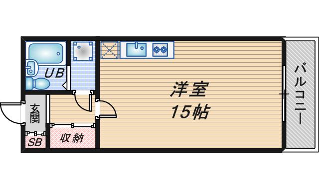 阪急宝塚線 豊中駅 徒歩11分 2階建 築38年(ワンルーム/1階)の間取り写真