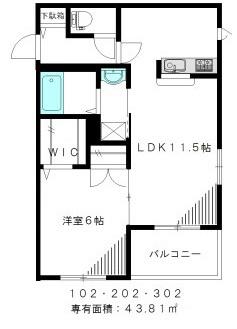 カーチャス高円寺(1LDK/1階)の間取り写真