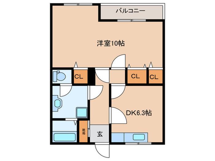 クローバー大曽根(1DK/2階)の間取り写真