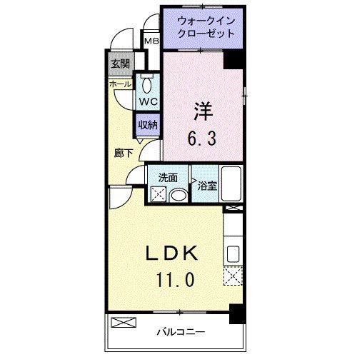 カーサAN(1LDK/3階)の間取り写真