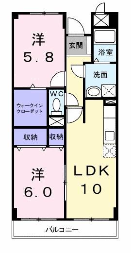 アクシスコート(2LDK/3階)の間取り写真
