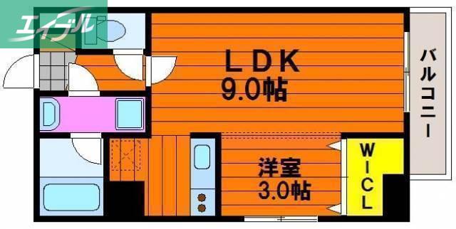LST表町III(1LDK/3階)の間取り写真