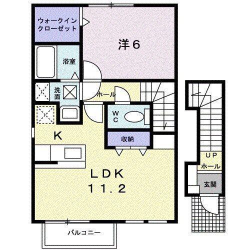 リバーサイドI(1LDK/2階)の間取り写真